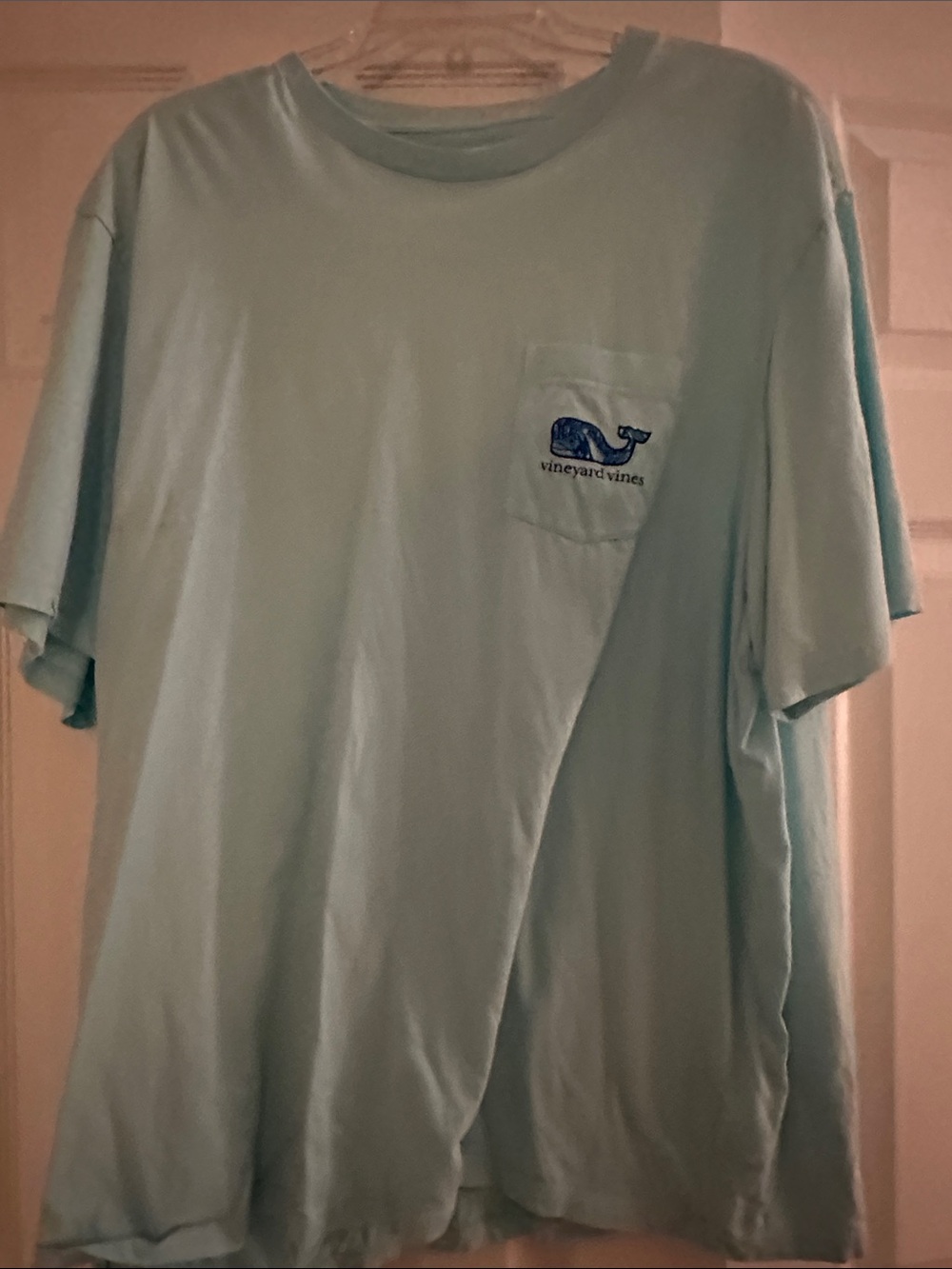 Vineyard Vines Men's Short-Sleeve Pocket Tee in Mint Blue with Whale Logo
